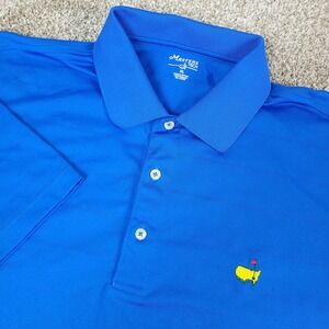 Masters Tech Mens XL Solid Blue Performance Stretch Golf Polo Short Sleeve Logo
